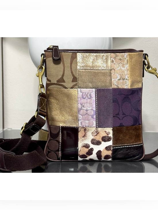 Coach Handbags - COACH Patchwork‎ Swingpack Crossbody Leopard Haircalf Metallic